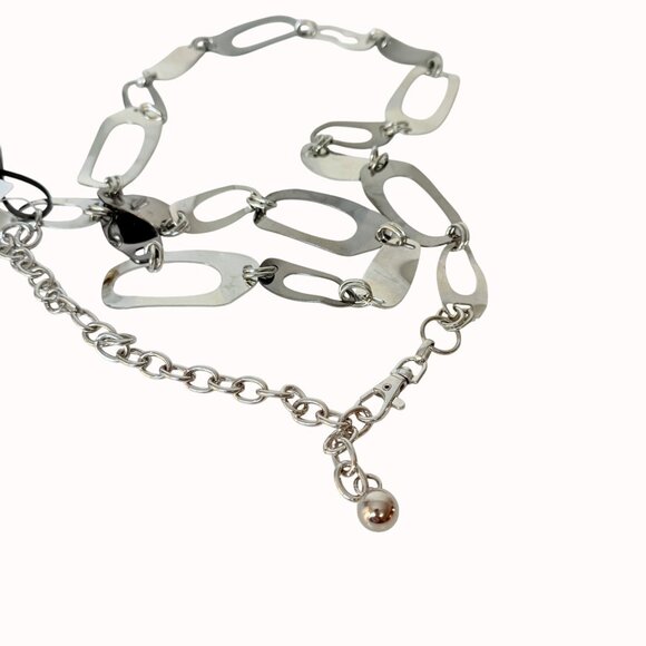 Cj Banks Link Chain Belt Silver Tone Size 2X/3X Edgy Statement Waist Accessory - Picture 6 of 15